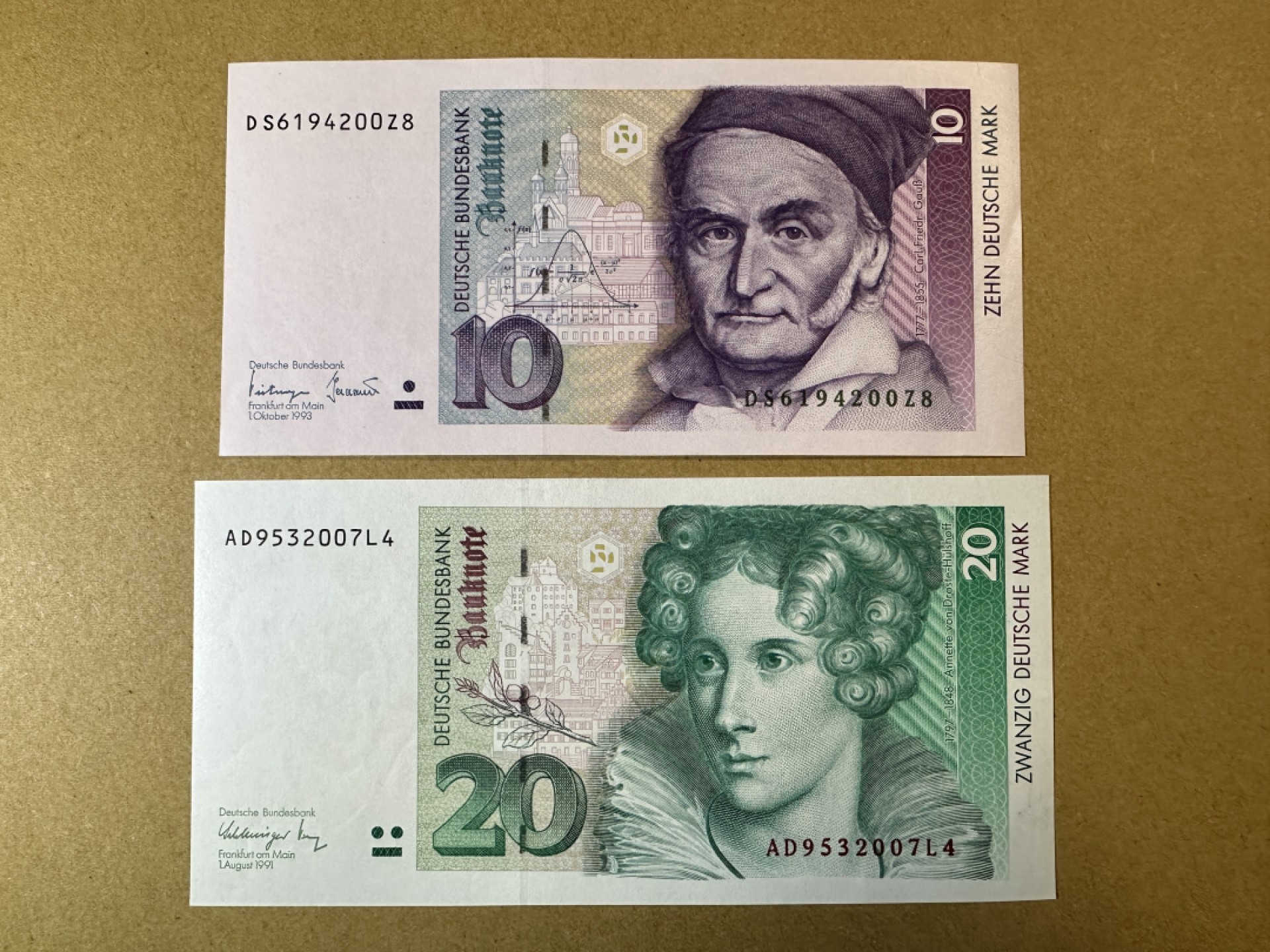 《张总收藏》83期——外币精品 德国10、20马克2张 UNC 末版 1993年、1991年