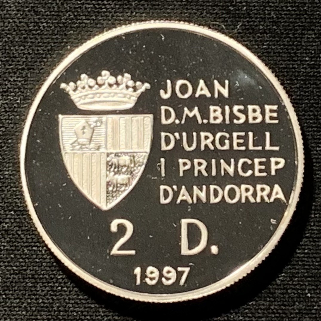 紫瑗钱币——第267期拍卖 安道尔 1997年 长野冬奥会 速度雪橇 2第纳尔 20克 0.925银 精制