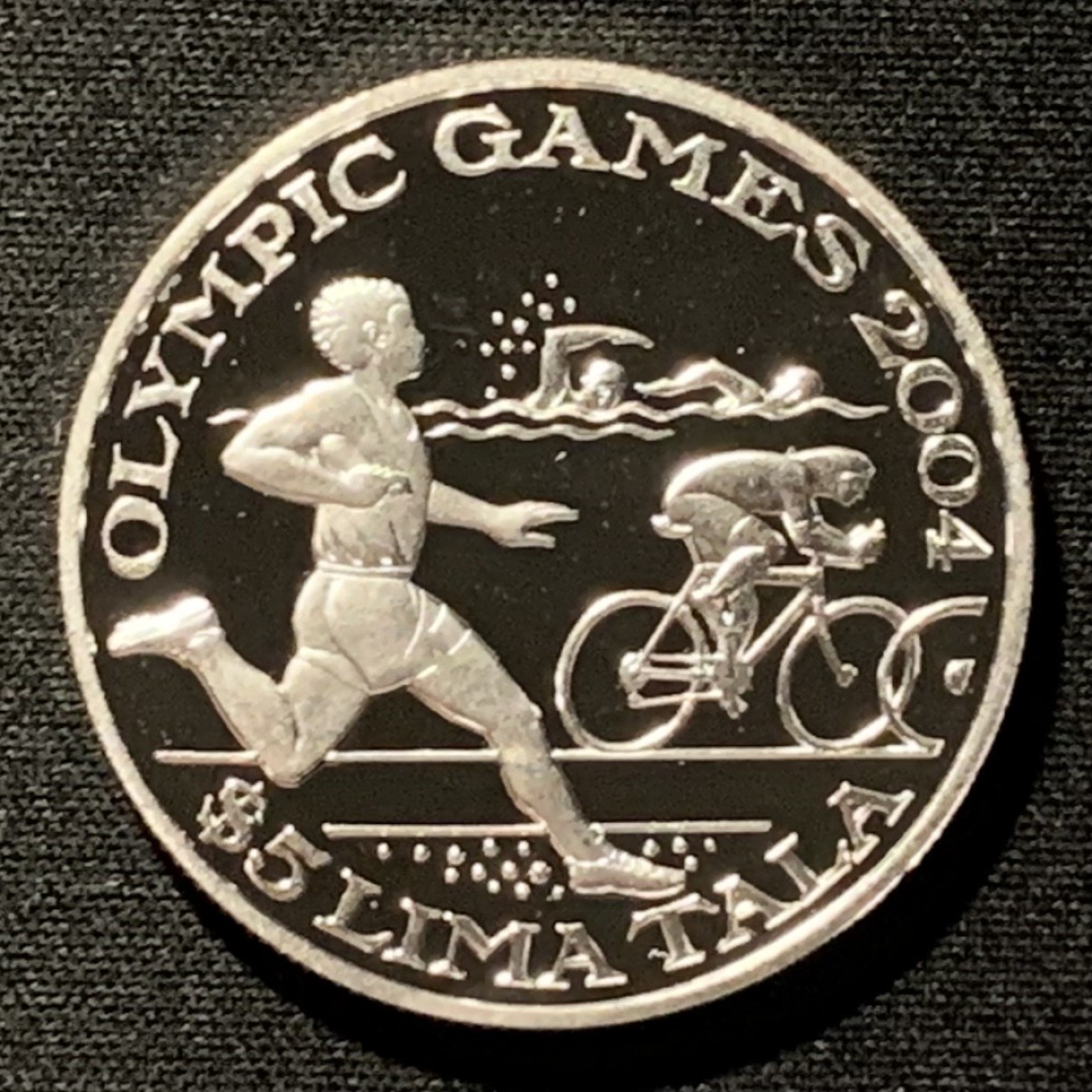 紫瑗钱币——第268期拍卖 托克劳 2003年 雅典奥运会 长跑自行车游泳 5塔拉 31.47克 0.925银 精制
