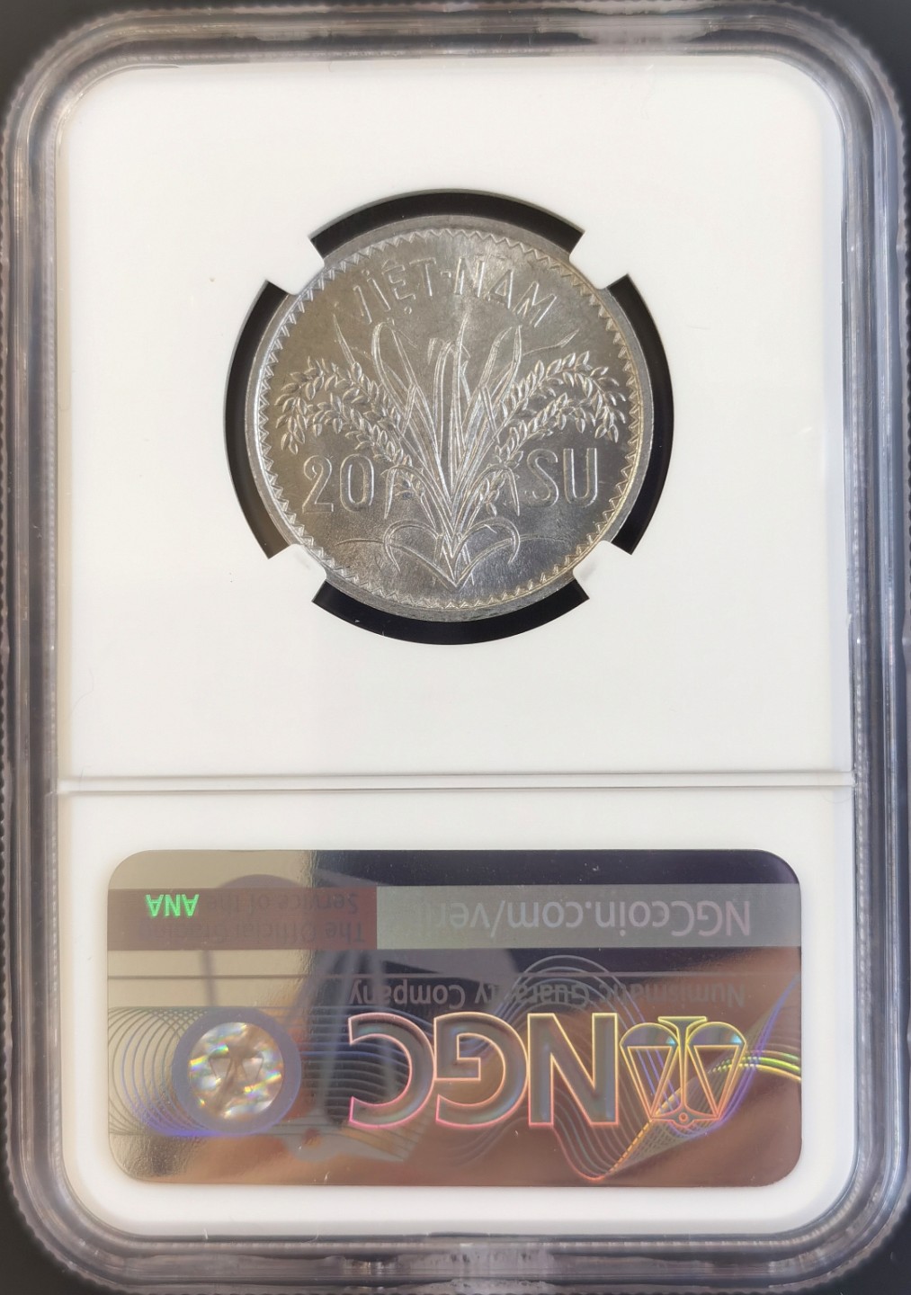 博洋堂世界钱币拍卖第008期（全场包邮） NGC MS63 南越/越南1953年20SU三姐妹铝币，严评强光好品，配套好货