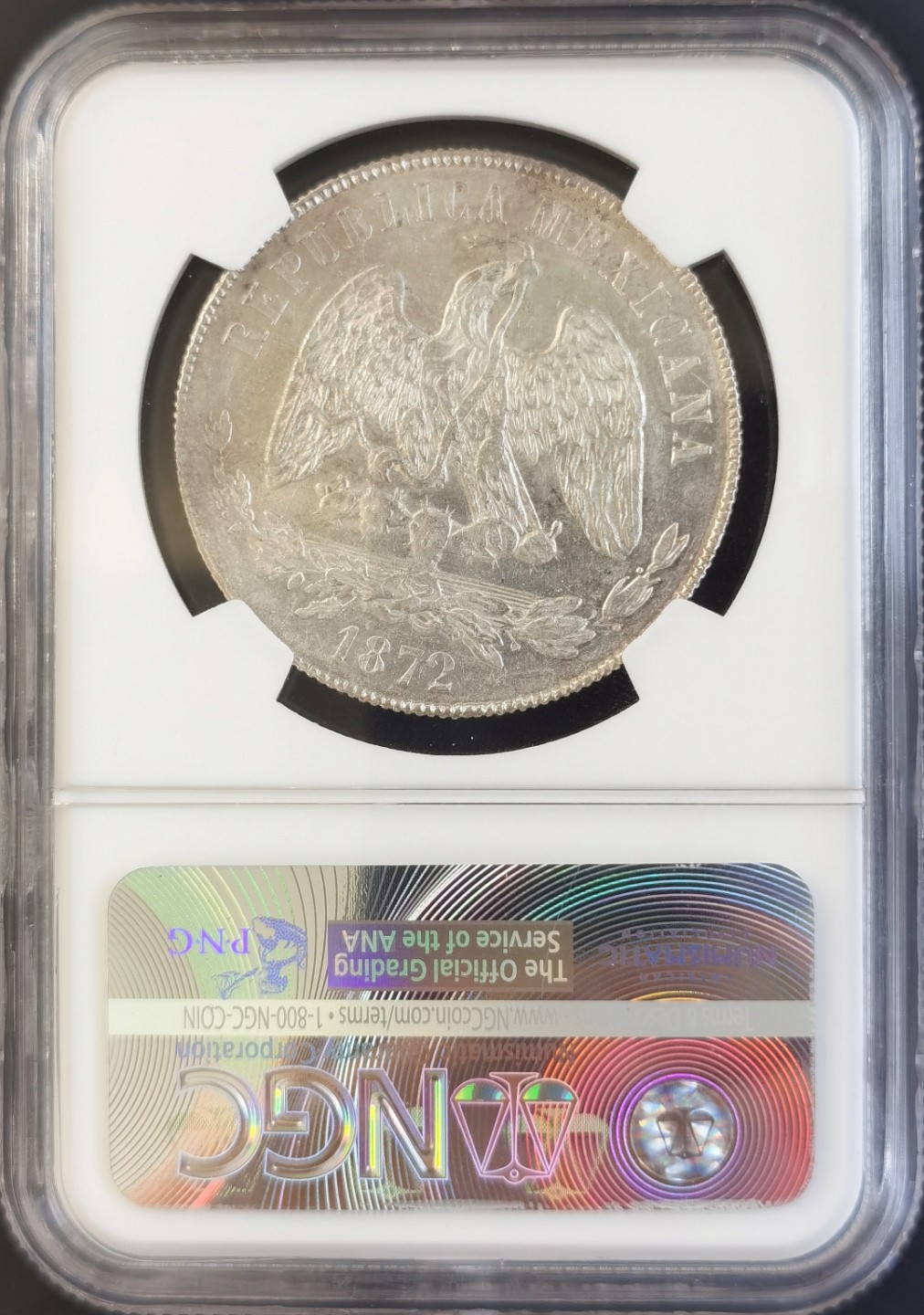 博洋堂世界钱币拍卖第008期（全场包邮） NGC AU55 墨西哥1872年ZS H版1比索天平鹰洋