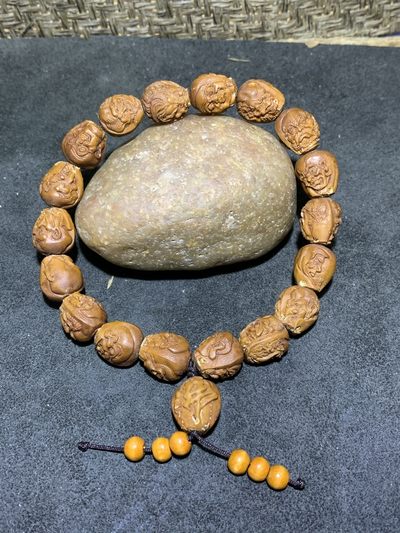 精美紫金鼠菩提双面雕刻罗汉手串一条 - 精美紫金鼠菩提双面雕刻罗汉手串一条