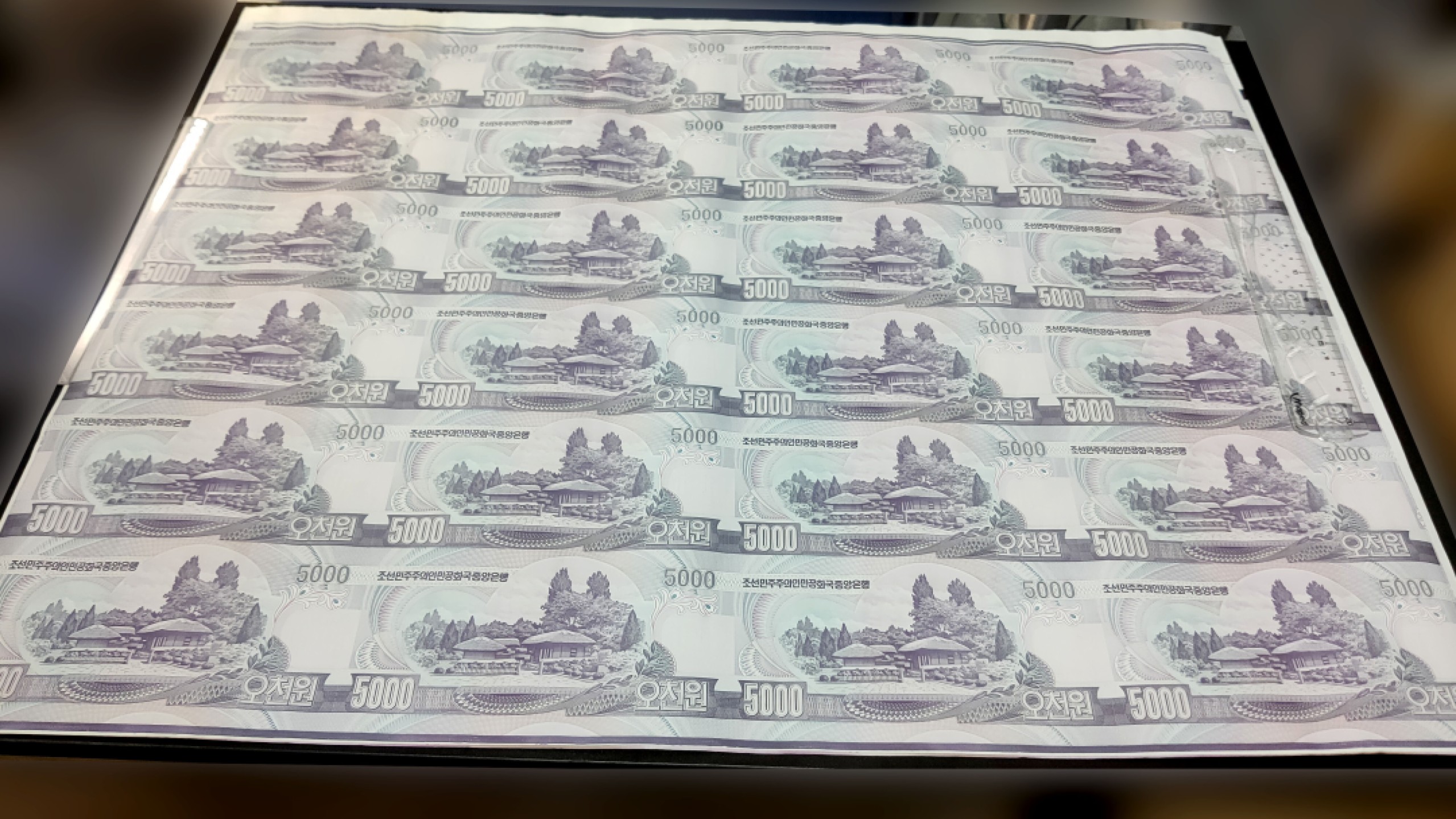 评级 裸币混拍 朝鲜5000元24连体纪念钞抗美援朝60周年连体钞 外国钱币