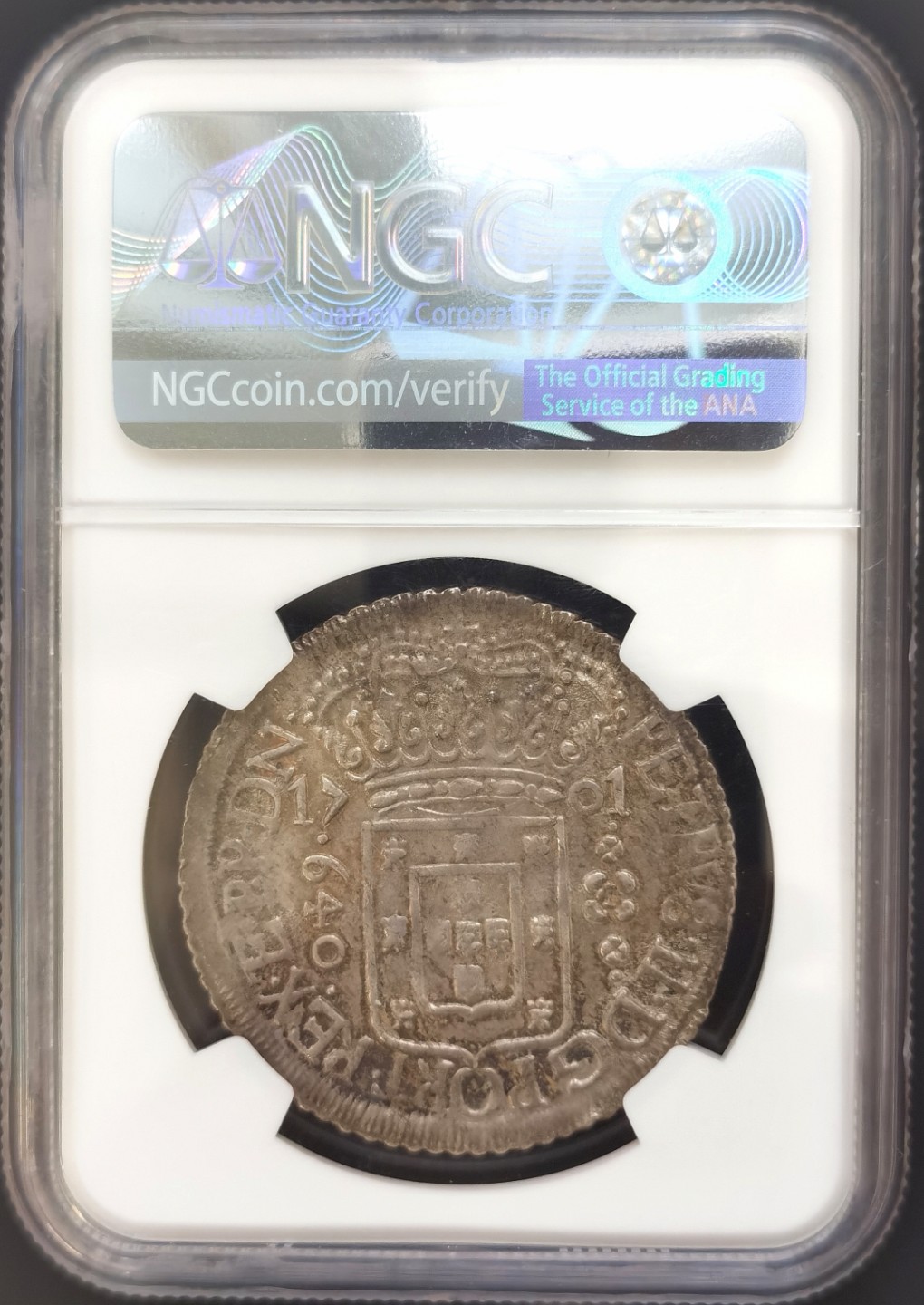 博洋堂世界钱币拍卖第008期（全场包邮） NGC UNC 巴西1701年佩德罗二世640R银币，少见面值，UNC状态好