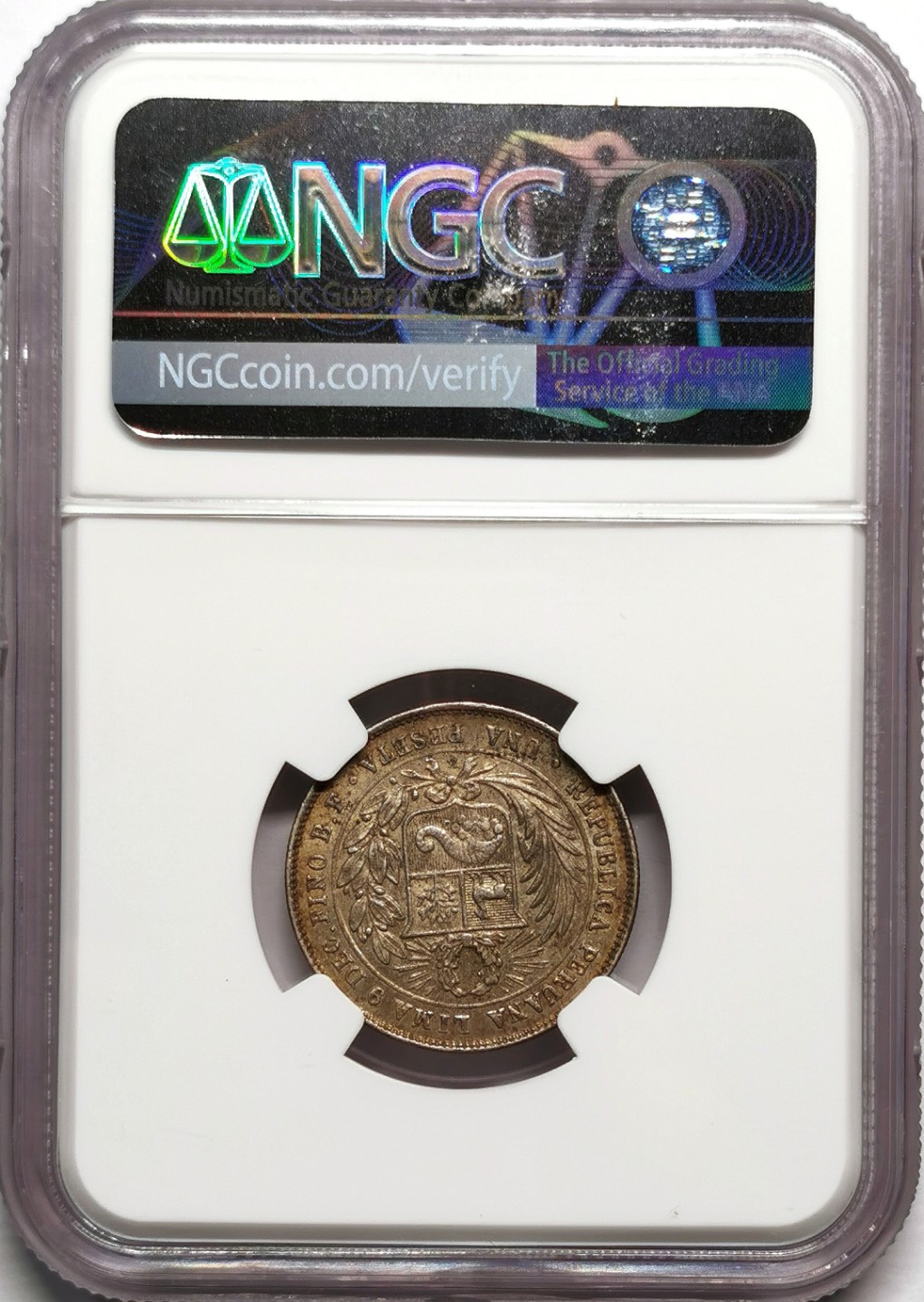 凡希社世界钱币微拍第二百二十二期 1880秘鲁丰收女神比赛塔银币NGC-MS63