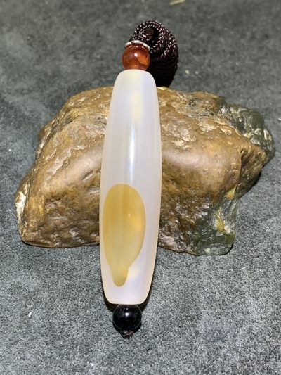 精美高玉化巴西玛瑙大桶珠吊坠一个， - 精美高玉化巴西玛瑙大桶珠吊坠一个，
