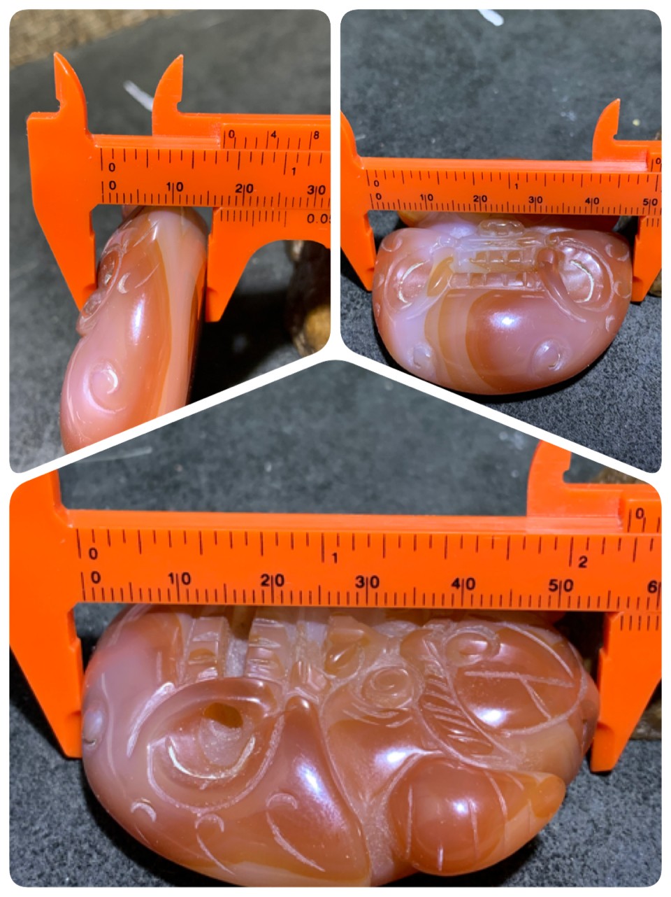 精美缠丝玛瑙雕刻兽首把件一个！