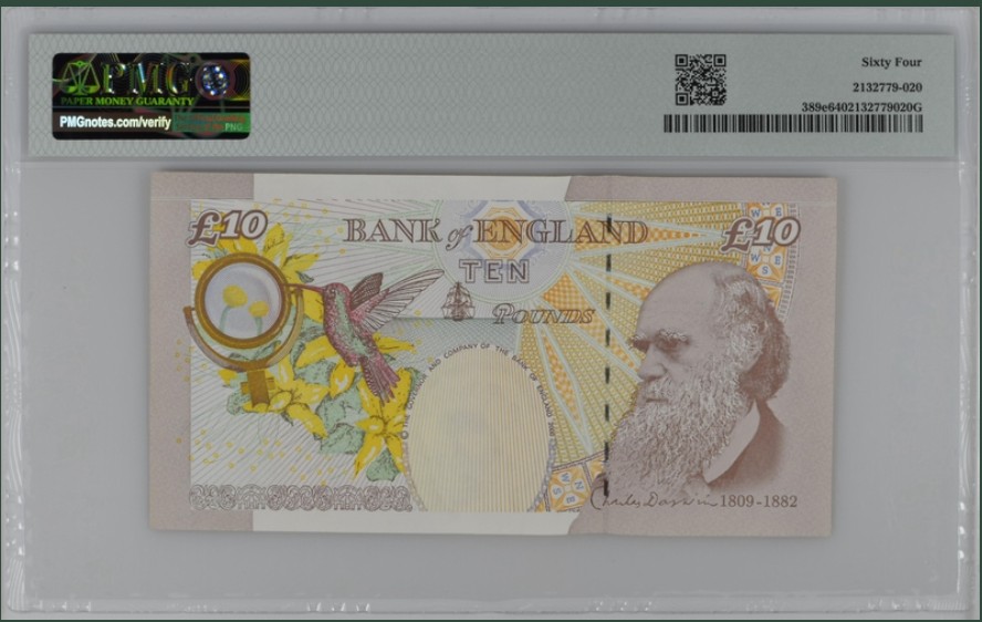 收藏联盟Quantum Auction 第217期拍卖  英国2000(2015年)10镑 PMG64 全同号5