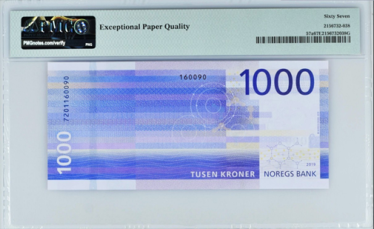 《张总收藏》83期——外币精品 挪威2019年1000克朗PMG67E高分难得无4 名誉品大海浪