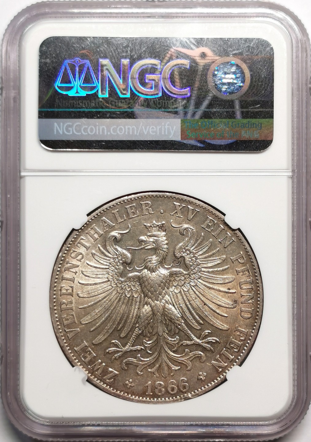 凡希社世界钱币微拍第二百二十二期 1866法兰克福少女2泰勒大银NGC-AU58