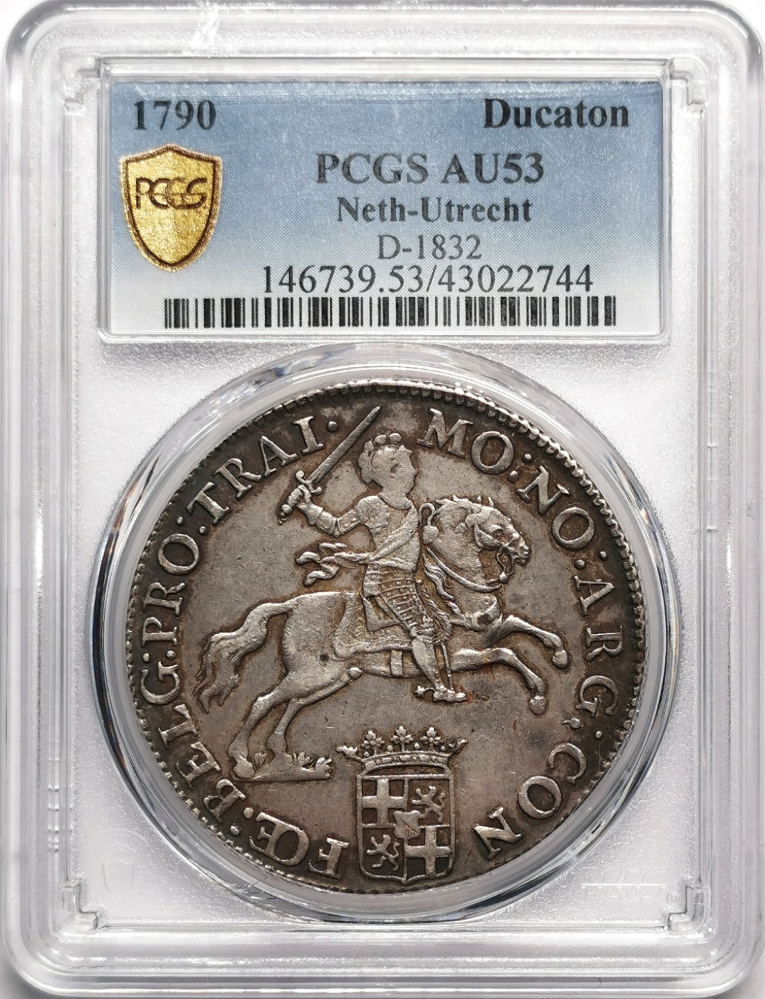 凡希社世界钱币微拍第二百二十二期 荐！1790乌特勒支大马剑PCGS-AU53原味品！