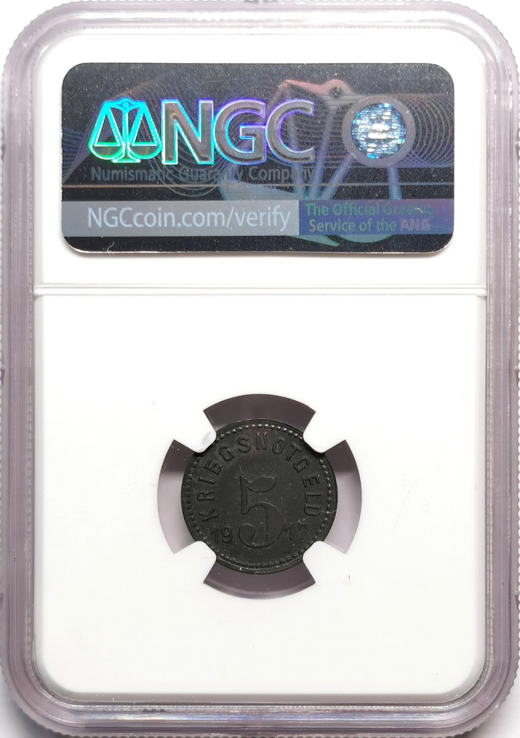 凡希社世界钱币微拍第二百二十二期 1917德紧施派尔5芬尼锌币NGC-MS62