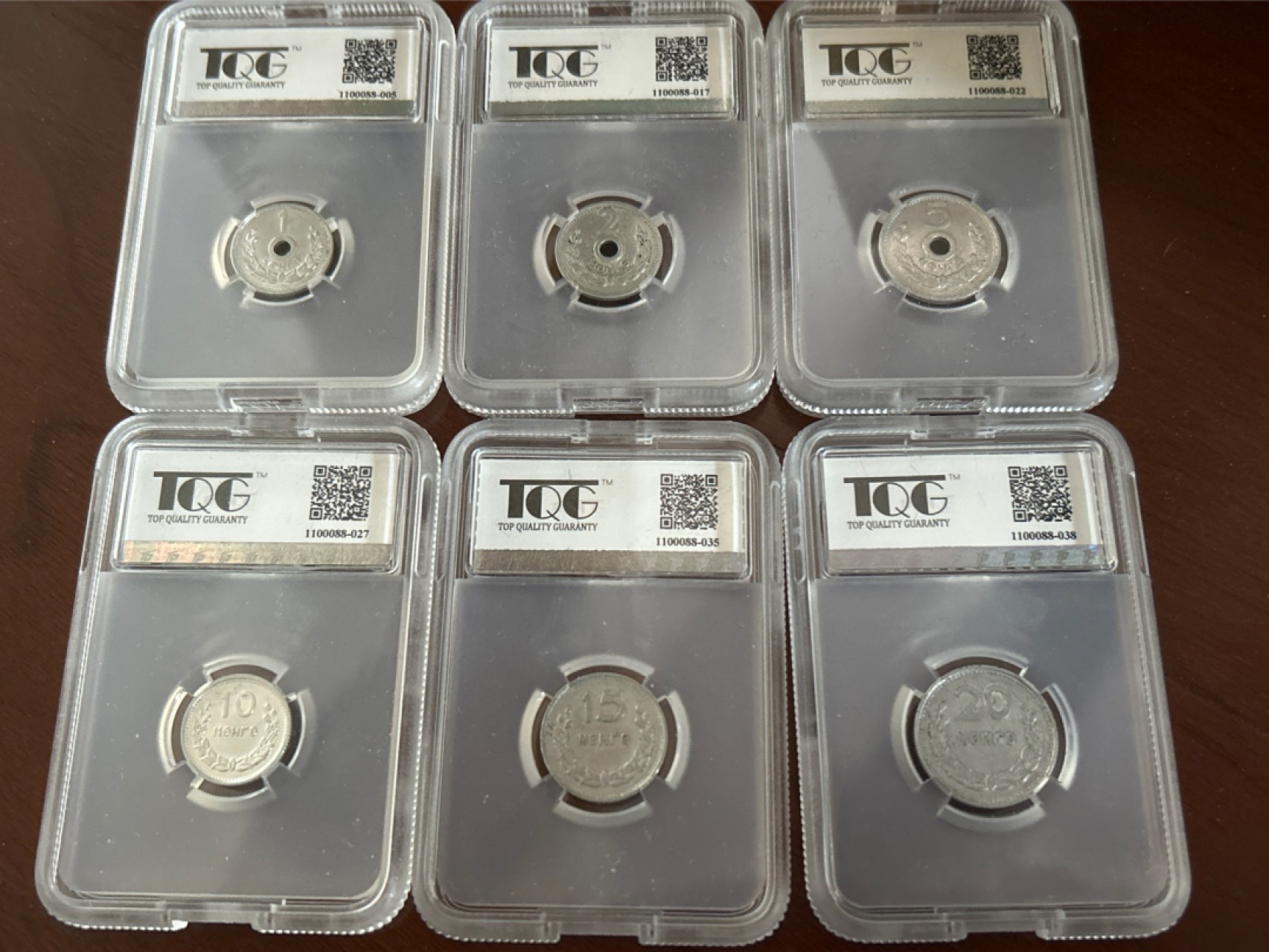 收藏联盟Quantum Auction 第218期拍卖 邮币杂项场 1959年蒙古 流通套币 一套6枚大全 中国代造 TQG评级