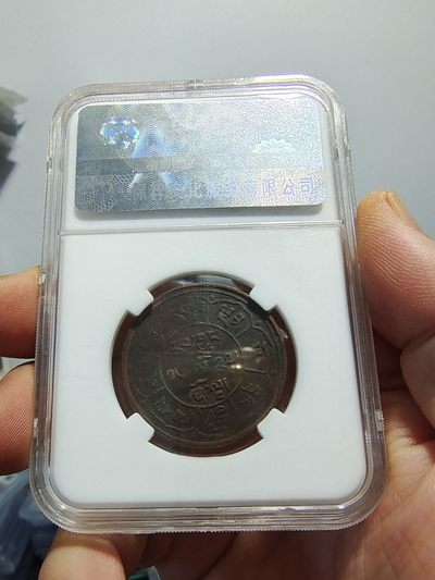 西藏铜币银币及双旗半圆系列 西藏铜币雪阿一对保粹评级币