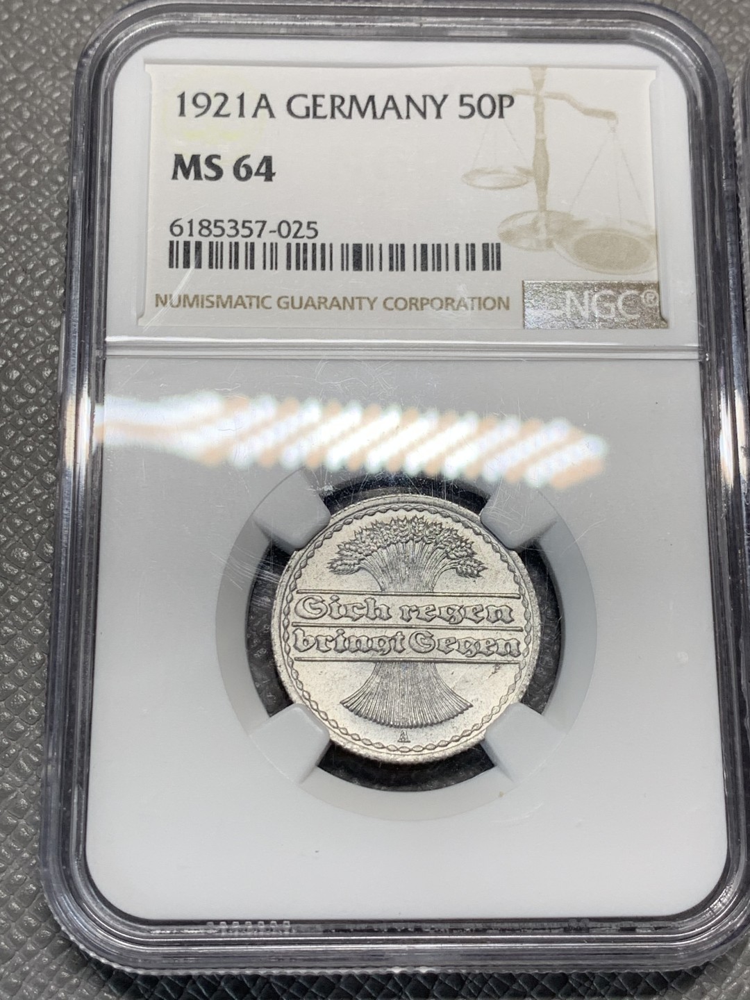 《竞宝斋》第123场-周日，周一 ，2场连拍（全场包邮） 2枚一组 NGC-MS63/64 德国1921年50芬妮、瑞士1937年1分  早期辅币