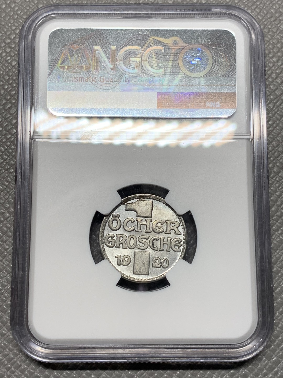 《竞宝斋》第123场-周日，周一 ，2场连拍（全场包邮） NGC-MS65 德紧 德国亚琛1920年老妇人1格罗申铁币 更高分只有2枚