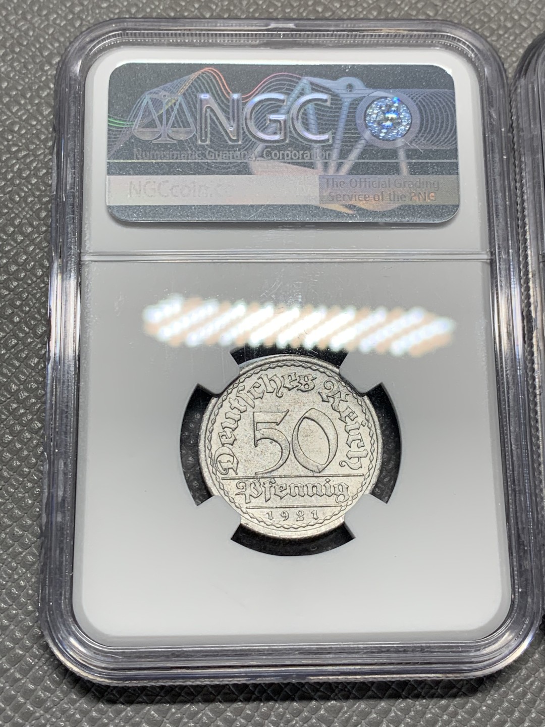 《竞宝斋》第123场-周日，周一 ，2场连拍（全场包邮） 2枚一组 NGC-MS63/64 德国1921年50芬妮、瑞士1937年1分  早期辅币