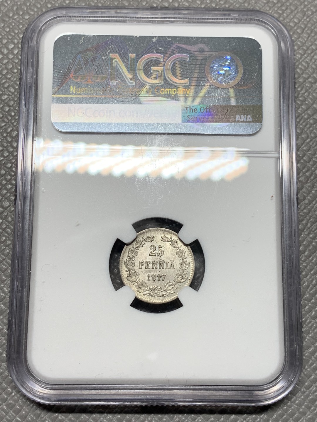 《竞宝斋》第123场-周日，周一 ，2场连拍（全场包邮） NGC-MS64 俄属芬兰1917年 双头鹰25P银币 原光好品