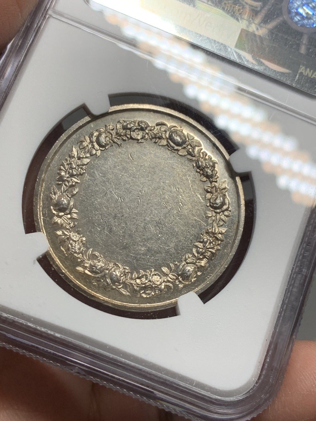 《竞宝斋》第123场-周日，周一 ，2场连拍（全场包邮） NGC MS61 法国 1880-1880 银章婚章 34mm 比较大规格 丰饶角+银标