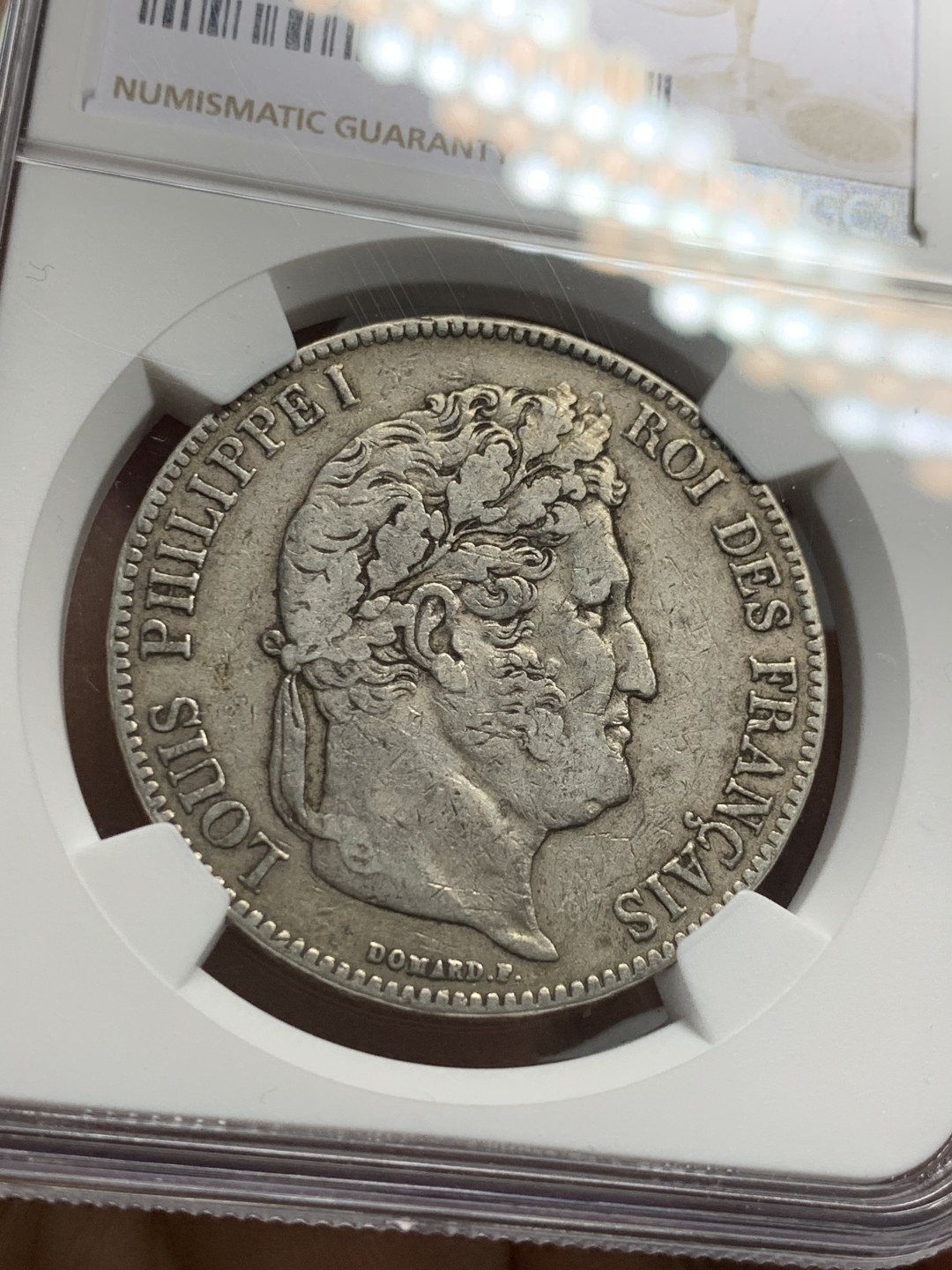 《竞宝斋》第123场-周日，周一 ，2场连拍（全场包邮） NGC-XF40 法国1839-B年 菲利普一世 5法郎大银币 原味老包浆