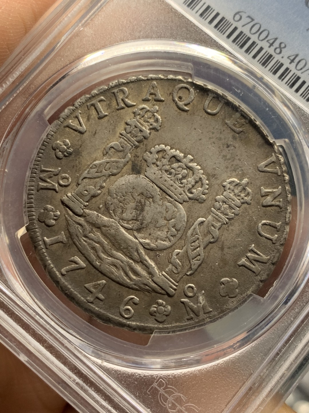 《竞宝斋》第123场-周日，周一 ，2场连拍（全场包邮） PCGS XF40 墨西哥1746年 早期地球双柱大银币 原味包浆 打制粗狂 不多见的年份 给分更是不易