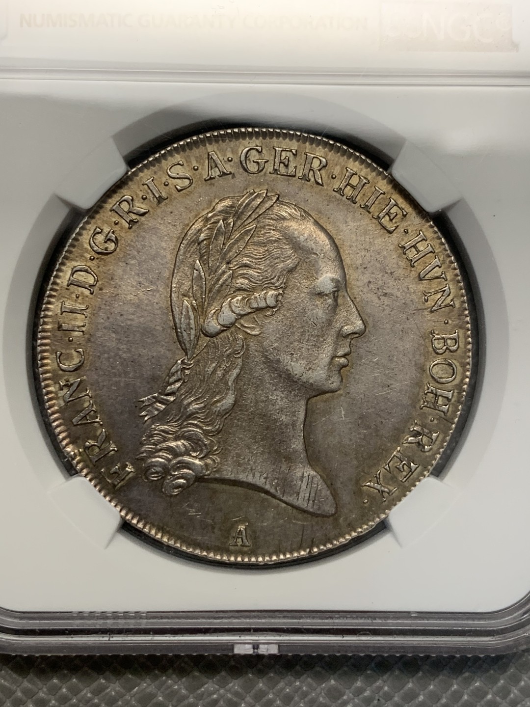 《竞宝斋》第123场-周日，周一 ，2场连拍（全场包邮） NGC-MS62 奥属尼德兰 1796年 弗朗茨二世 克朗塔勒大银币 光度和包浆兼具 国内极少 亚军分！
