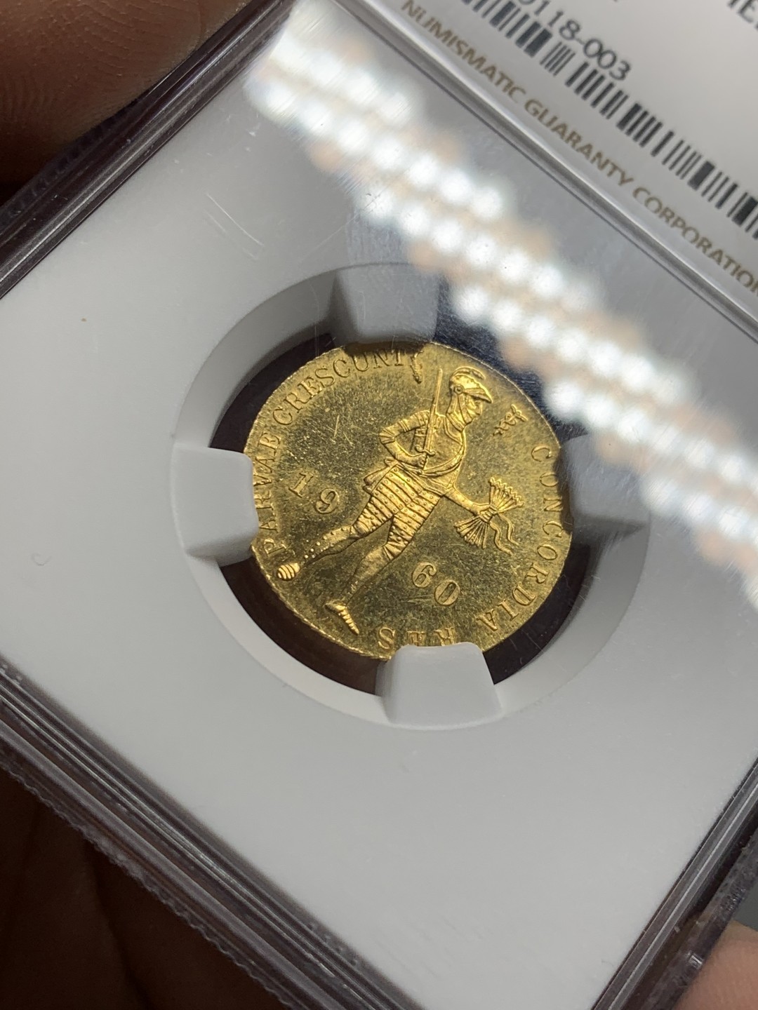 《竞宝斋》第123场-周日，周一 ，2场连拍（全场包邮） NGC  MS64 荷兰 1960年 持剑武士  1杜卡特金币 Gold (.983) • 3.494 g