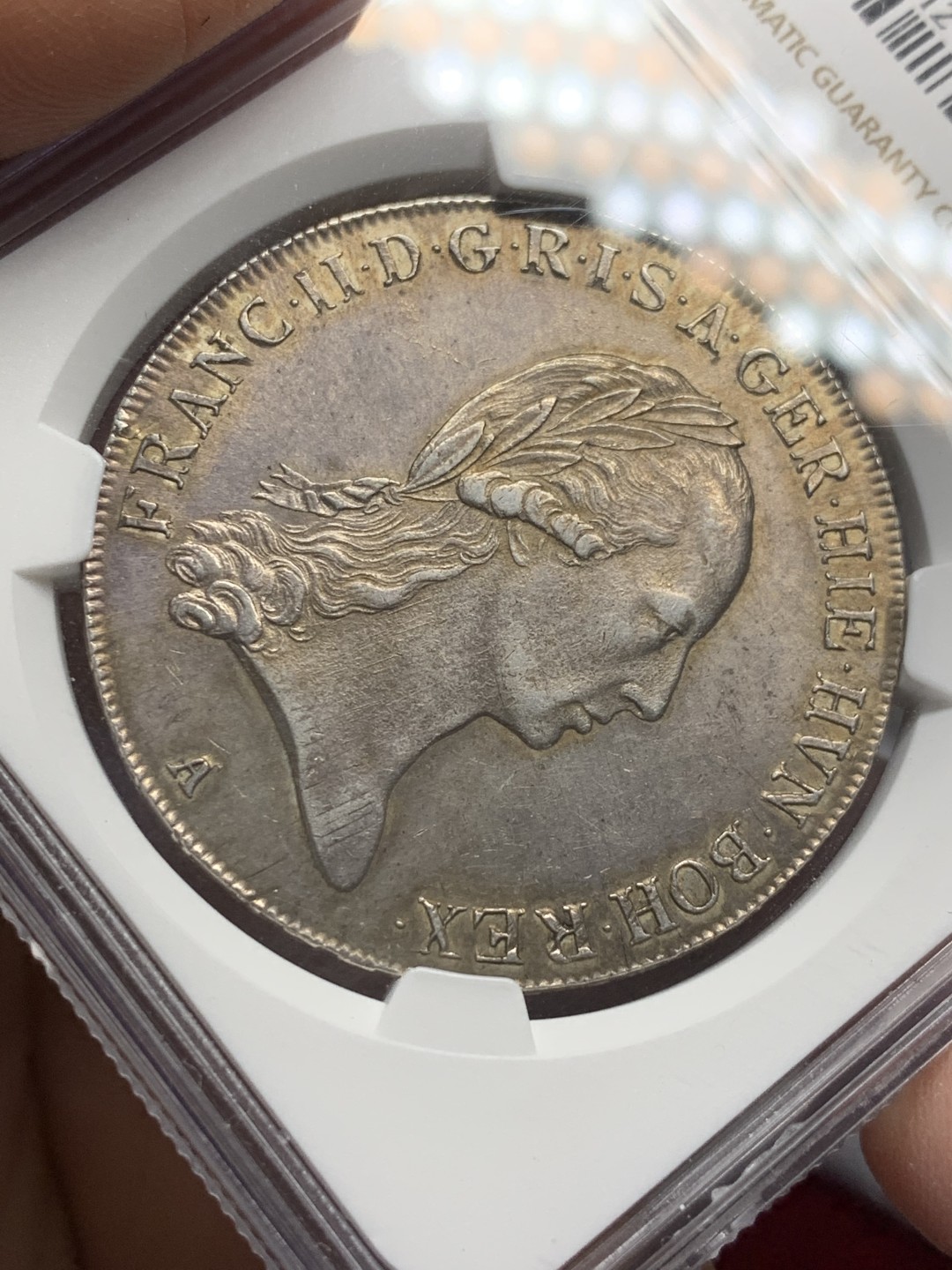 《竞宝斋》第123场-周日，周一 ，2场连拍（全场包邮） NGC-MS62 奥属尼德兰 1796年 弗朗茨二世 克朗塔勒大银币 光度和包浆兼具 国内极少 亚军分！