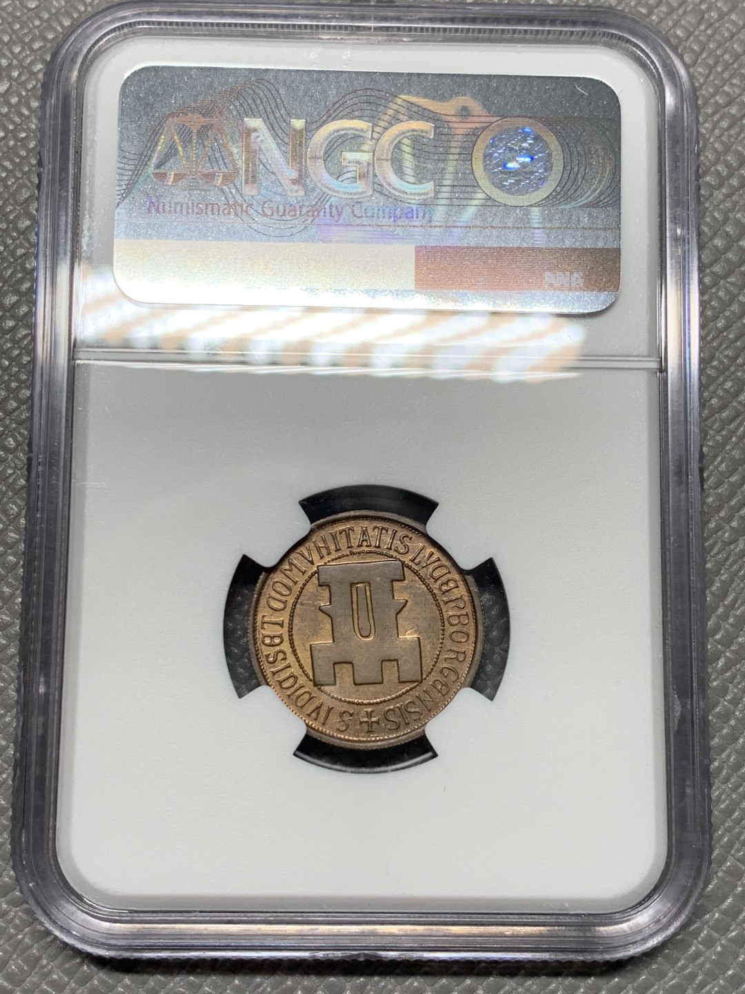 《竞宝斋》第123场-周日，周一 ，2场连拍（全场包邮） 第三名 NGC MS63 RB 卢森堡1963年 ESSAI厂 夏洛特20法郎铜制样币 一共入盒就4枚 非常稀少