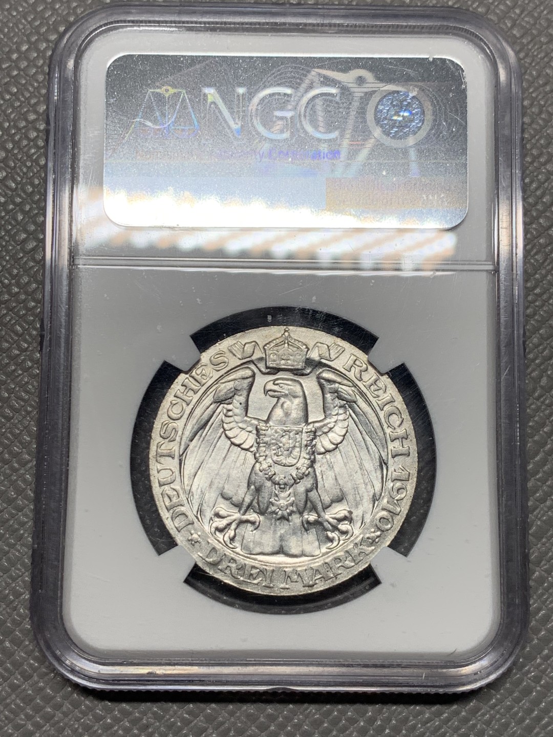 《竞宝斋》第123场-周日，周一 ，2场连拍（全场包邮） NGC AU58  德国普鲁士1910年柏林大学建校100周年纪念3马克银币