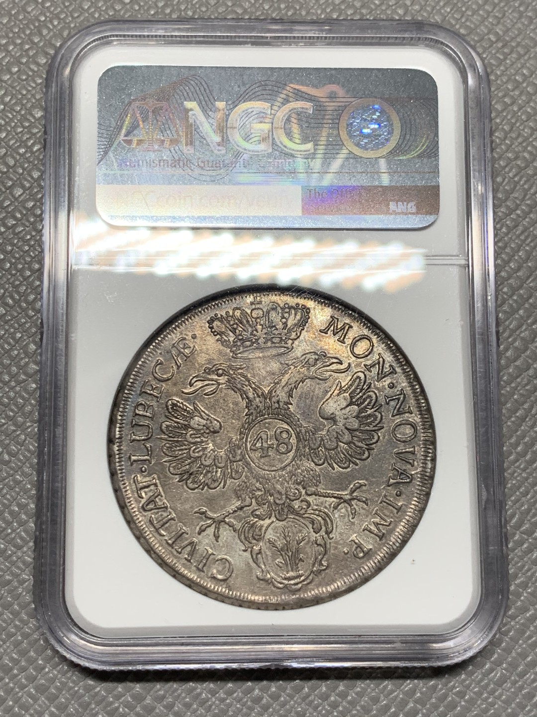 《竞宝斋》第123场-周日，周一 ，2场连拍（全场包邮） 唯一冠军分！NGC-AU58 德国 1752年吕贝克帝国自由市 48先令银币 底板带光 味道十足