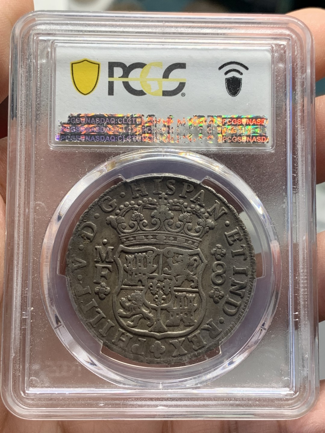 《竞宝斋》第123场-周日，周一 ，2场连拍（全场包邮） PCGS XF40 墨西哥1746年 早期地球双柱大银币 原味包浆 打制粗狂 不多见的年份 给分更是不易