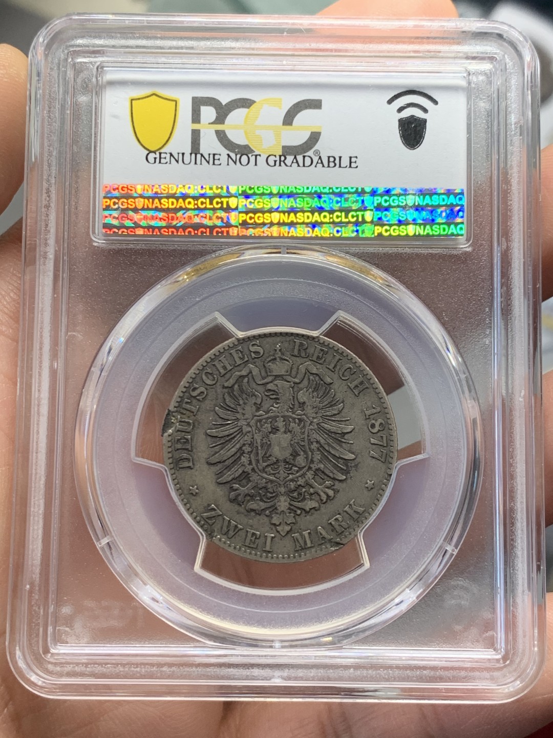 《竞宝斋》第123场-周日，周一 ，2场连拍（全场包邮） PCGS VFD 1877 符腾堡 卡尔 2马克，存世量少，目录价高很高