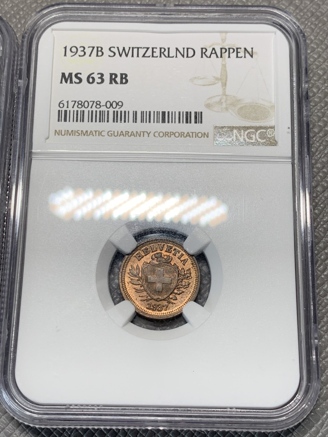 《竞宝斋》第123场-周日，周一 ，2场连拍（全场包邮） 2枚一组 NGC-MS63/64 德国1921年50芬妮、瑞士1937年1分  早期辅币