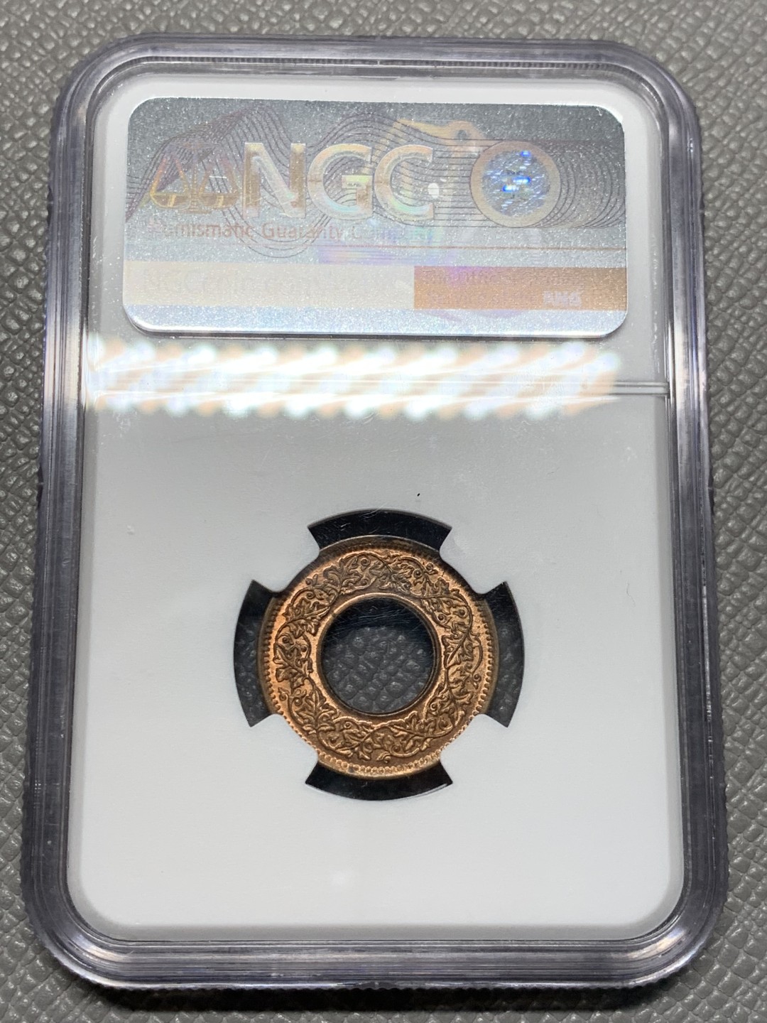 《竞宝斋》第123场-周日，周一 ，2场连拍（全场包邮） NGC-MS65RB 1945年  英属印度 1分