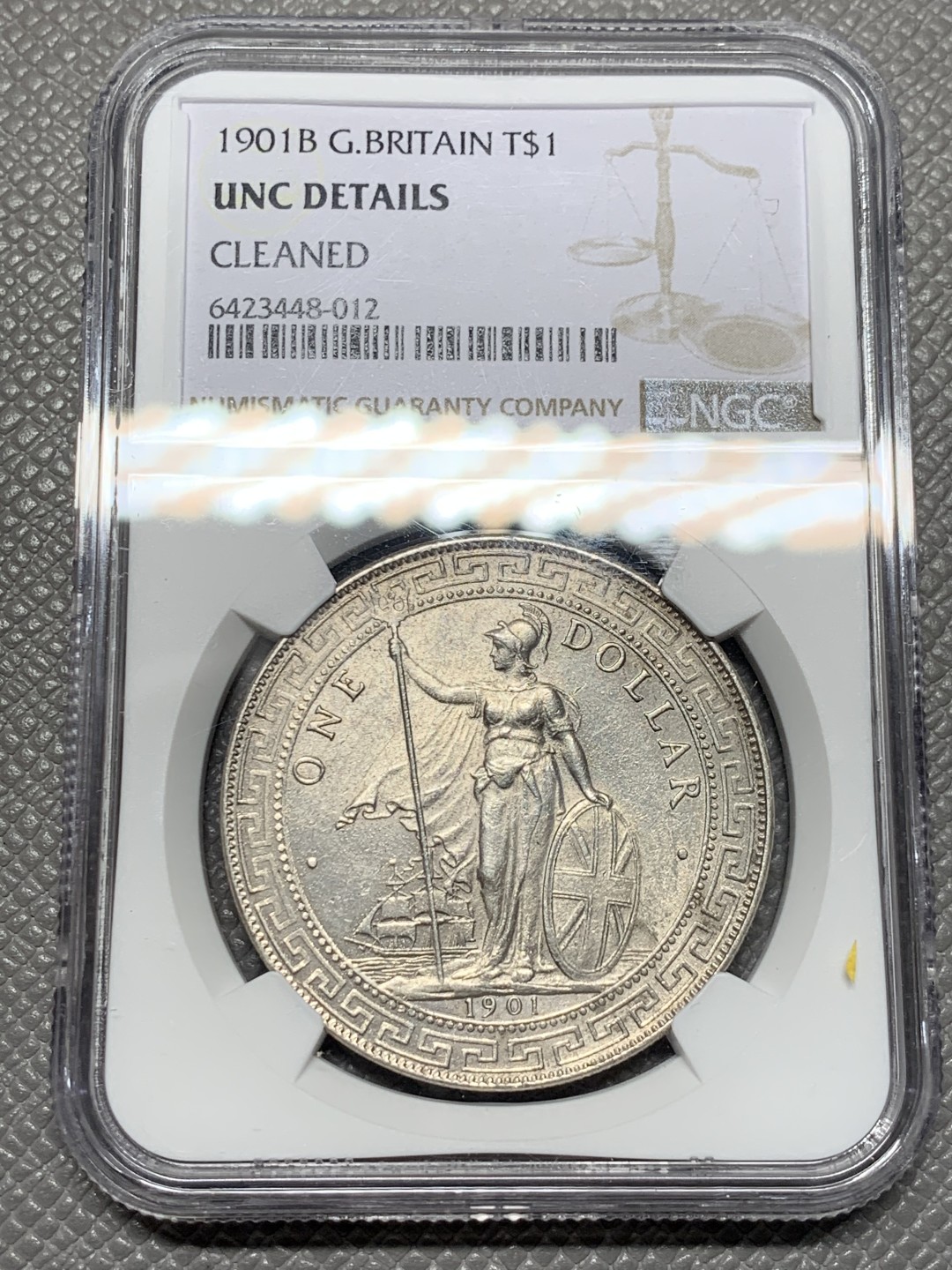 《竞宝斋》第123场-周日，周一 ，2场连拍（全场包邮） NGC UNC 1901年B站人 一元银币 转光强烈