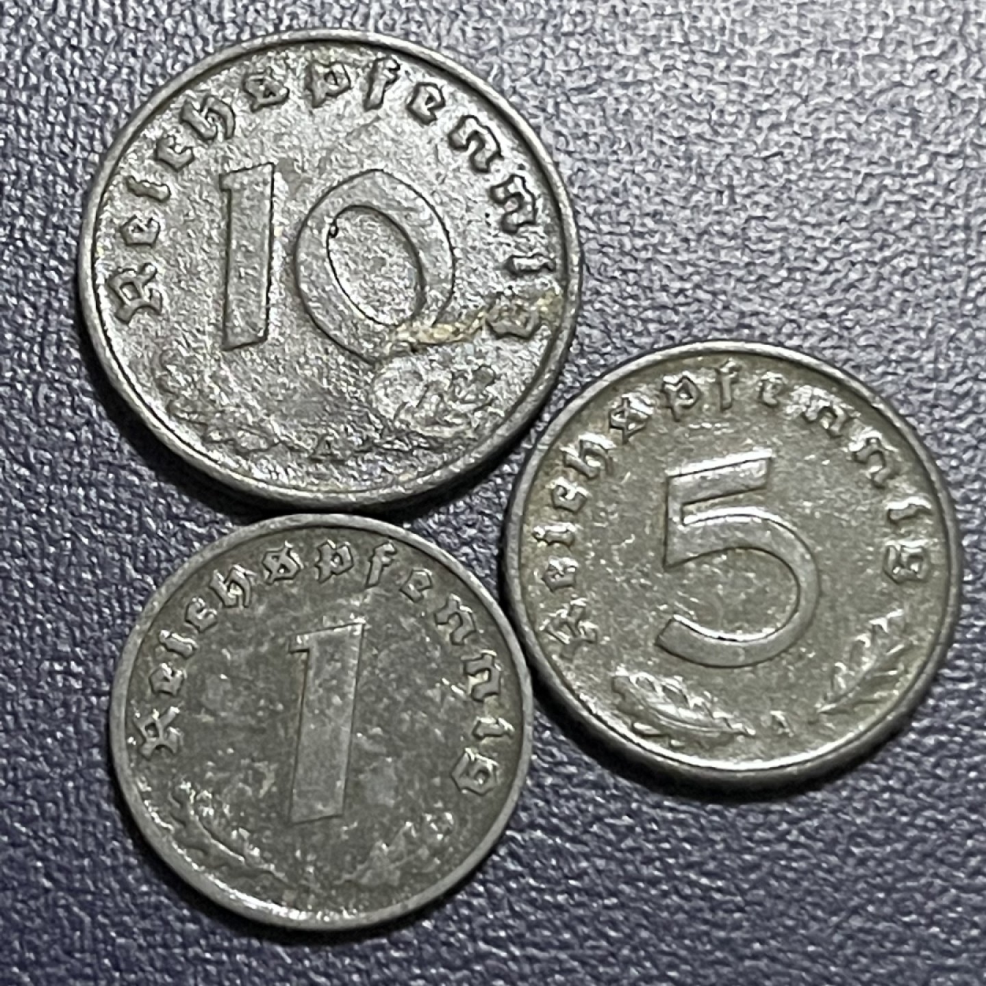 外国硬币0元起拍 德国1，5，10芬尼 十字