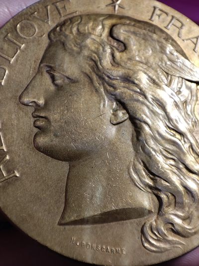 年末清仓 顺丰包邮 法国商业部1900纪念铜章墨丘利头像