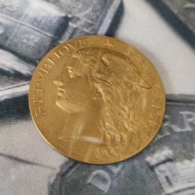 年末清仓 顺丰包邮 法国商业部1900纪念铜章墨丘利头像