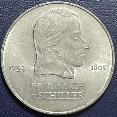 外国硬币0元起拍 - 民主德国东德1972年20马克镍币纪念币 席勒 