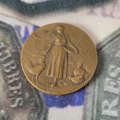 年末清仓 顺丰包邮 法国1935家禽养殖业小铜章