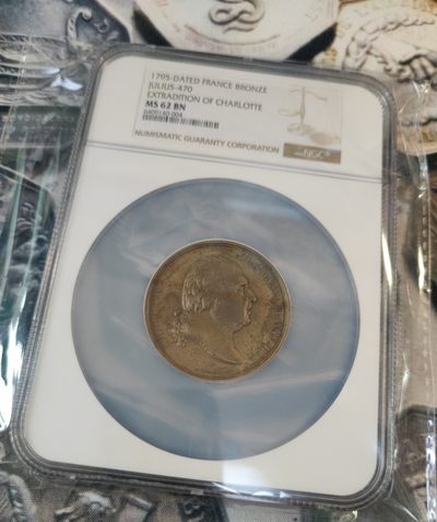 年末清仓 顺丰包邮 NGC大盒法国1795路易十八系列铜章 侄女获救，命运多舛的路易十九的皇后