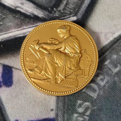 年末清仓 顺丰包邮 法国工业贡献银镀金纪念章