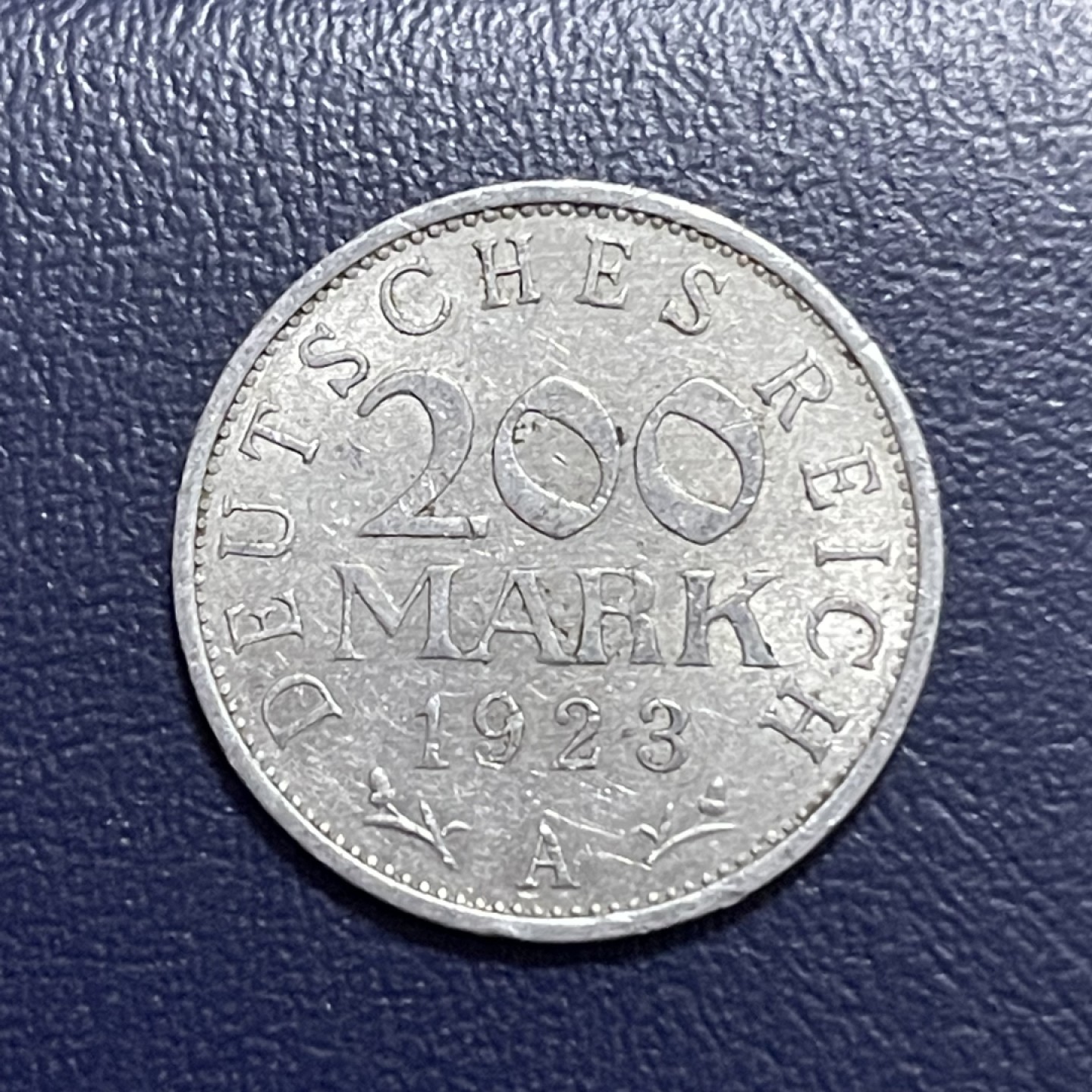 外国硬币0元起拍 德国魏玛共和国1923年200马克铝币A厂 