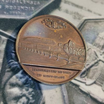 年末清仓 顺丰包邮 瑞典1861勃朗大桥落成大铜章很厚实