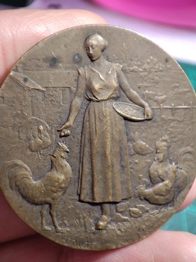 年末清仓 顺丰包邮 法国1935家禽养殖业小铜章