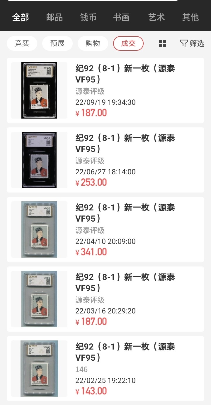 洪涛臻品批发群  精选邮票限时拍卖第一百一十二期 《源泰评级》纪92古科8-1  源泰评级，高分97分一枚（97源泰定义为绝品）白胶润泽，精挑送评多枚只出了一枚97高分，老纪特给97难度非常大，错过就没有了，末图近期成交低分价格做参考，没见到过97的