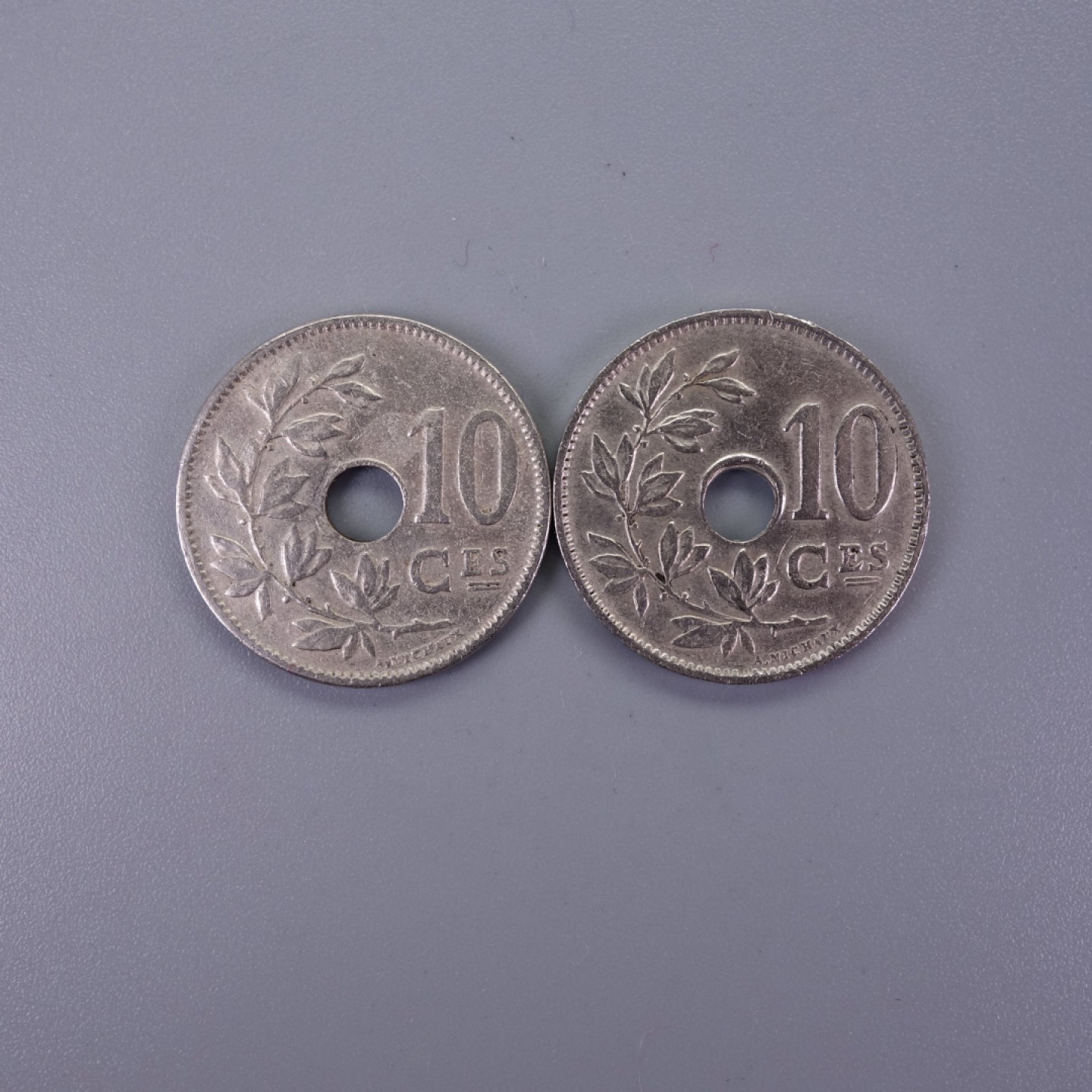 天业钱币散币拍卖第12次专场 比利时1920、23年 法文 10分 单星一对