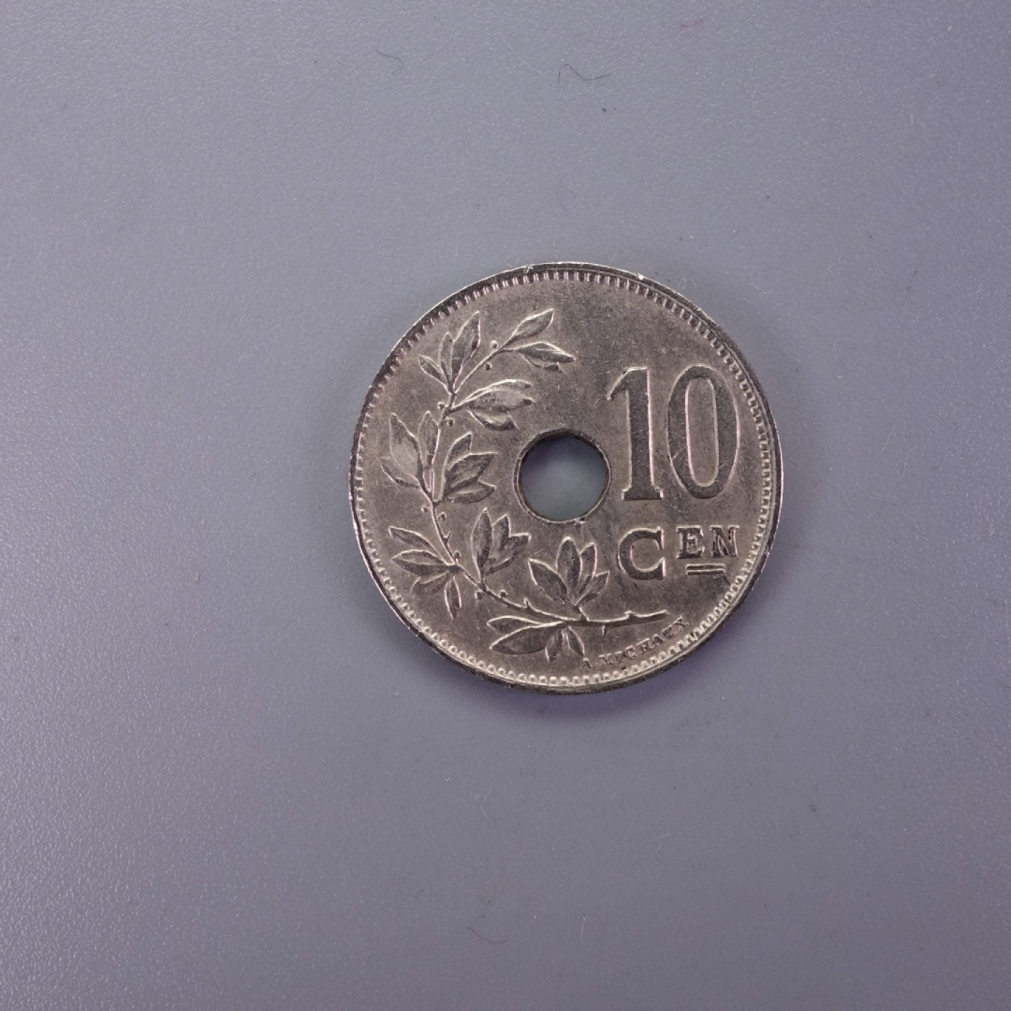 天业钱币散币拍卖第12次专场 比利时1924年 荷文 10分 双星