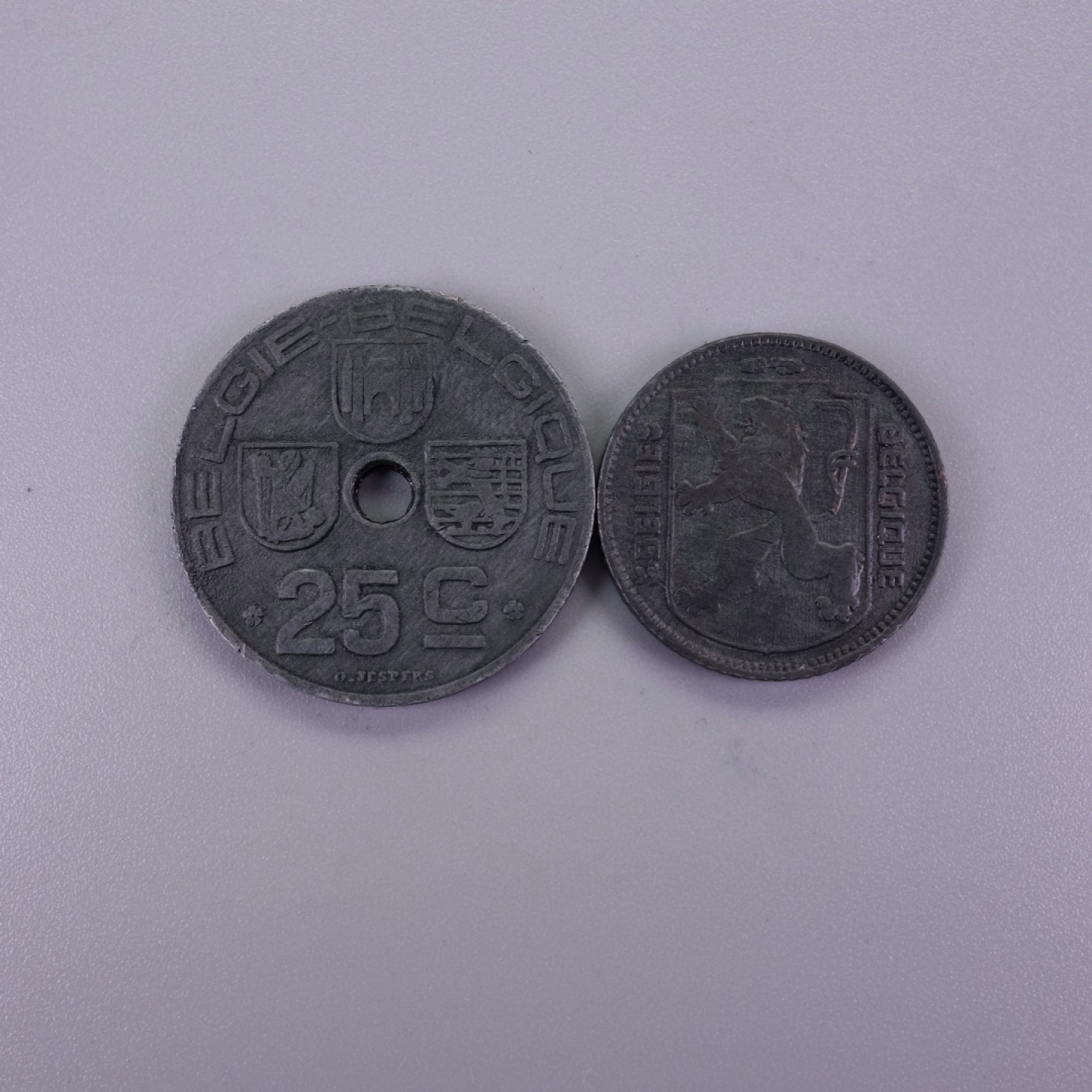 天业钱币散币拍卖第12次专场 德占比利时1943年25分、1法郎锌币一对